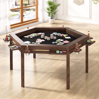 VEIKOUS Multifunctional Rubberwood Game Table, 4-in-1 Board Game Table with Removable Top for Dining, Card Games, Chess