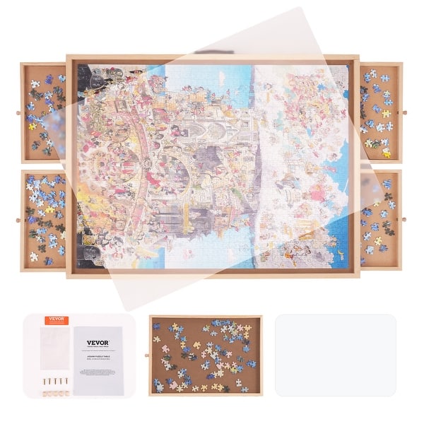 Plateau De Puzzle Avec 4 Tiroirs Et Tapis De Couverture, Plateau De Plateau De Puzzle Avec 4 Tiroirs Et Tapis De Couverture, Plateau De