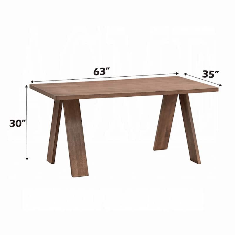 Nory Rectangular Dining Table, Scandinavian Walnut Brown, 63 Inch