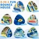 preview thumbnail 9 of 7, Oxford Cloth Shark Theme Dual Slide Inflatable Water Bounce Castle In Blue With Climbing Wall - N/A