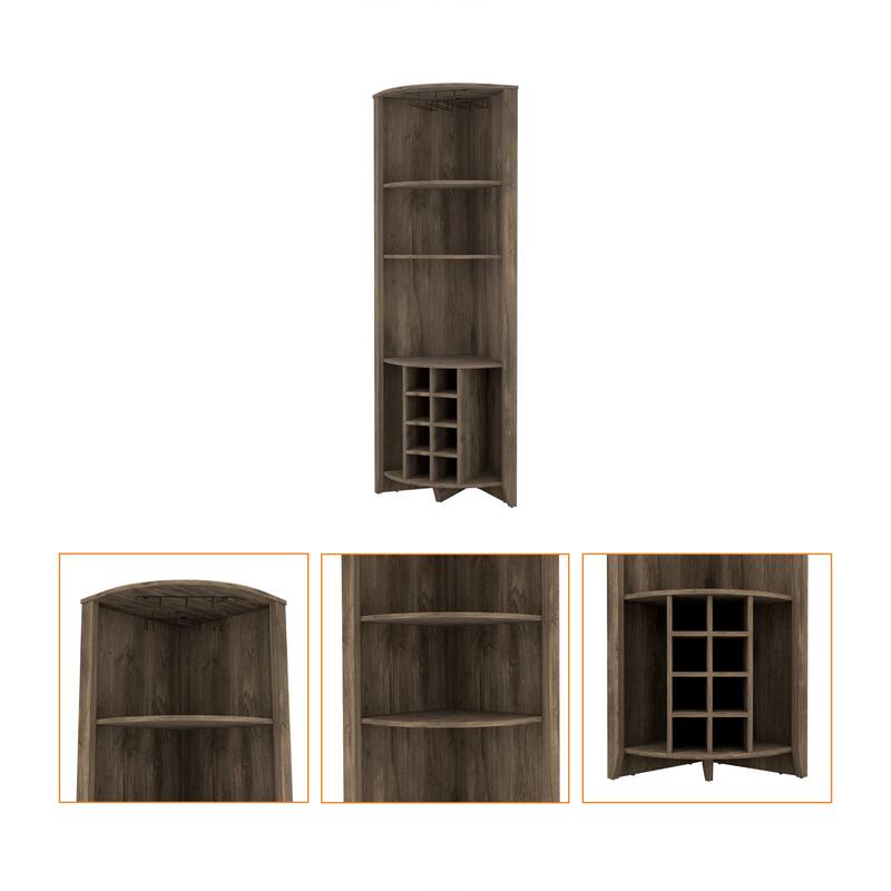 Morgana 8-Bottle 5-Shelf Corner Bar Cabinet
