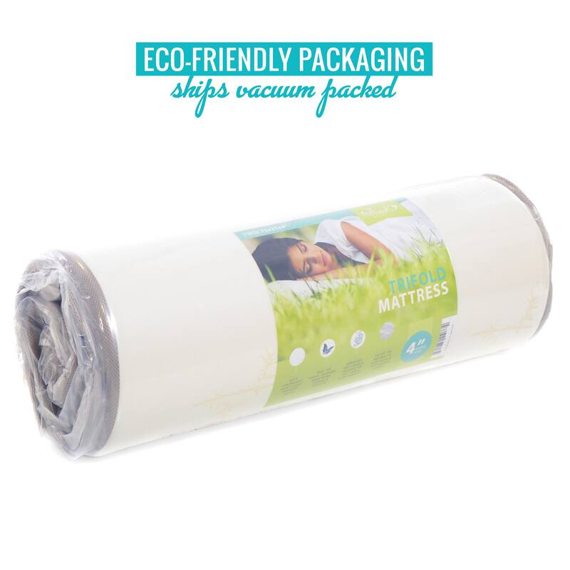 Milliard 4-inch Tri Folding Mattress (25"x 75") w/ removable cover