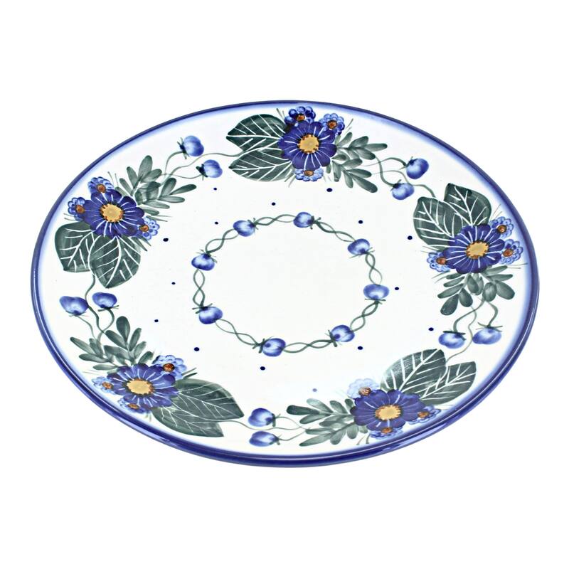 Blue Rose Polish Pottery WR Unikat Dinner Plate - Forget Me Not