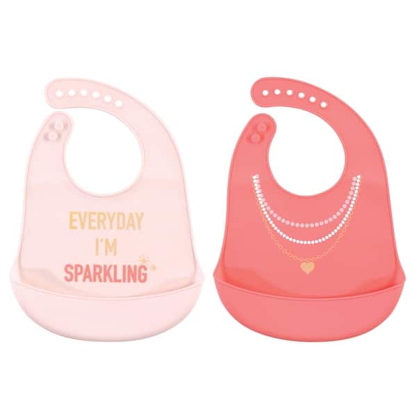 slide 1 of 1, Little Treasure Baby Girl Silicone Bibs 2pk, Sparkling, One Size - Sparkling - One Size One Size - Sparkling