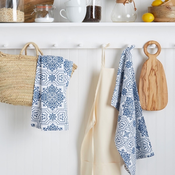 Martha Stewart Stripe Medallion Cotton Kitchen Towel Set Blue 2 Piece 16 x28 Bed Bath Beyond 33773328