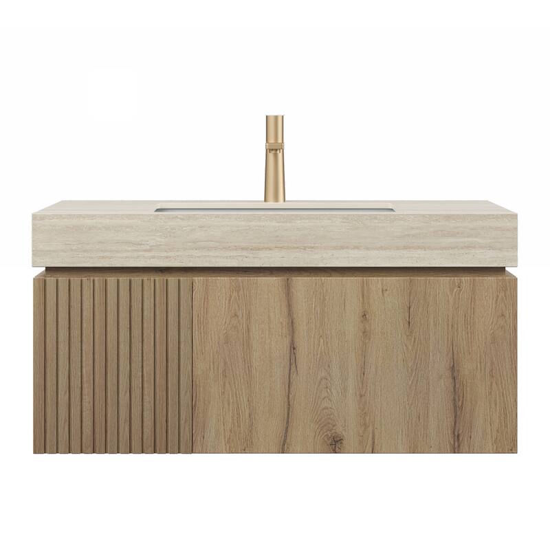 36" White Oak Cabinet only, NO Basin and Top, NO Faucet and Sink Cover