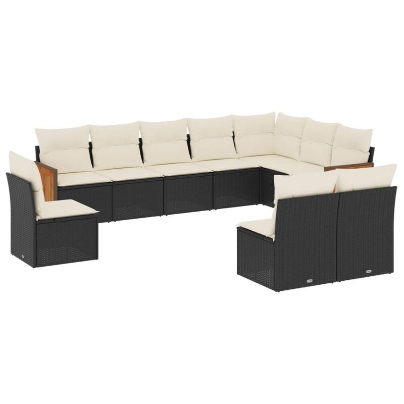 vidaXL Patio Sofa Set with Cushions Outdoor Conversation Furniture Poly Rattan
