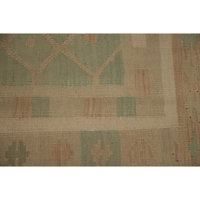 Hand Woven Oriental 100% Wool Carpet Southwestern Tribal Green Kilim Area Rug - 6' 4'' X 4' 7''