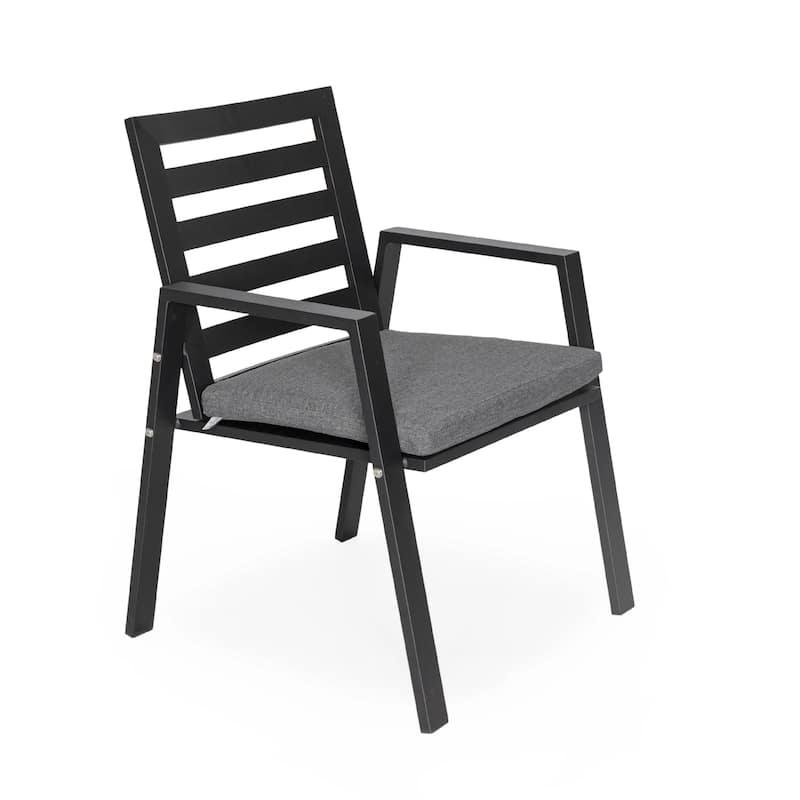 Chelsea Modern Mid-Century Patio Silhouette Aluminum Dining Chair with Olefin Fabric Cushions - 34.84 - Black