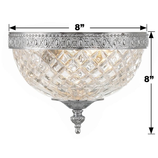 Crystorama 2 Light Crystal Flush Mount - 8"W x 8"H x 8"D