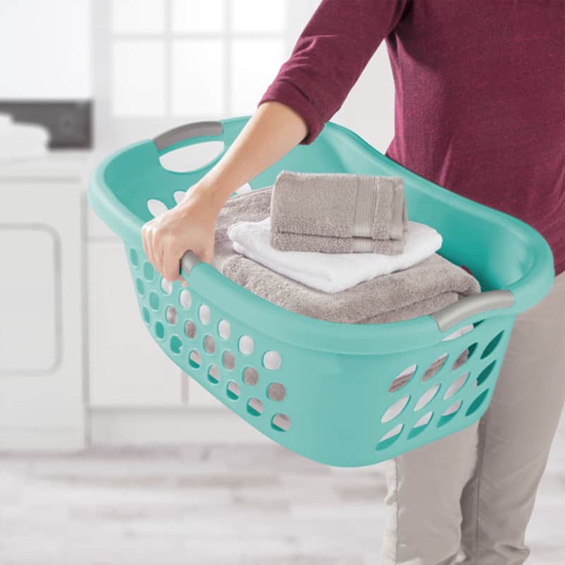 Sterilite Ultra 2 Bushel Plastic Stackable Clothes Laundry Basket, Aqua (6 Pack)
