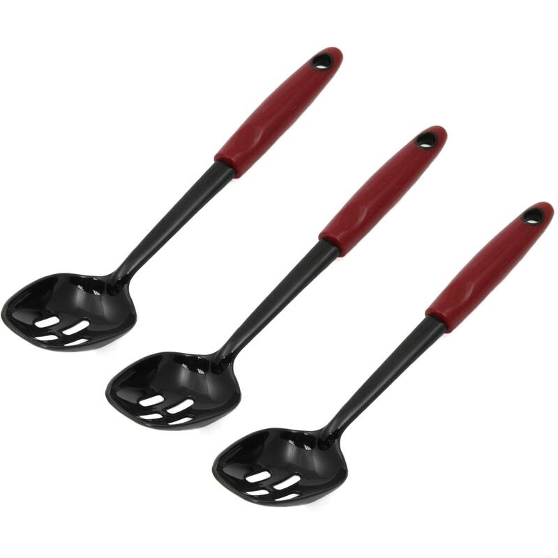 Chef Craft 11.75-Inch Select Nylon Slotted Spoon - Red - 3-pack