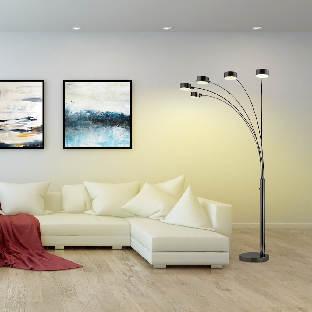 Artiva Pro 5-Arched LED Lamp with Dimmer,7W-3000K - BLACK BRUSHED NICKEL