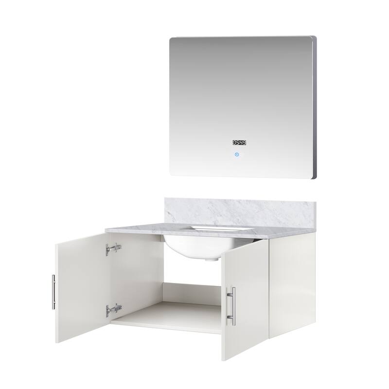 36-inch Bathroom Vanity with Marble Top, Soft Close Features,and Mirror -Scratch & Stain Resistant Countertop