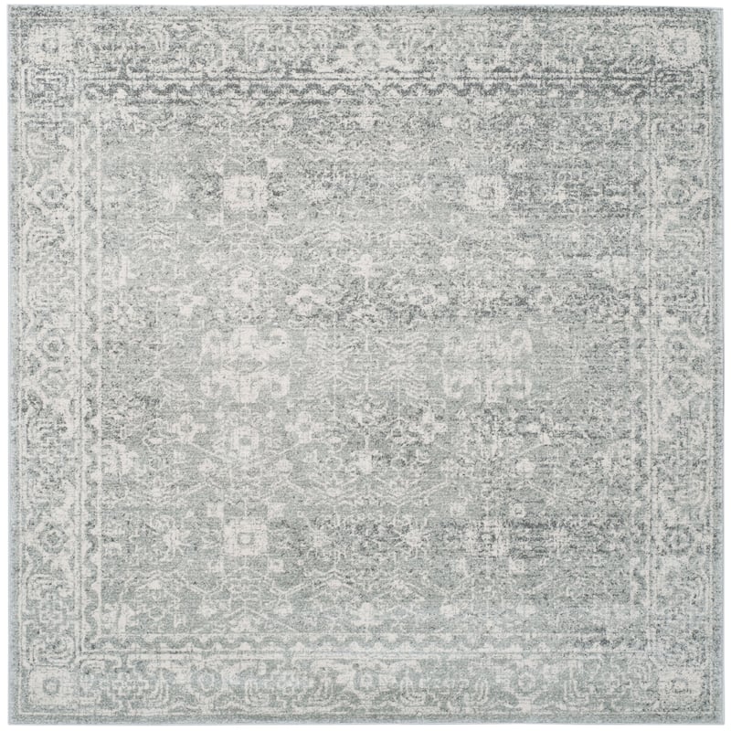 SAFAVIEH, Evoke Karola Vintage Boho Rug - 9' Square - Silver/Ivory