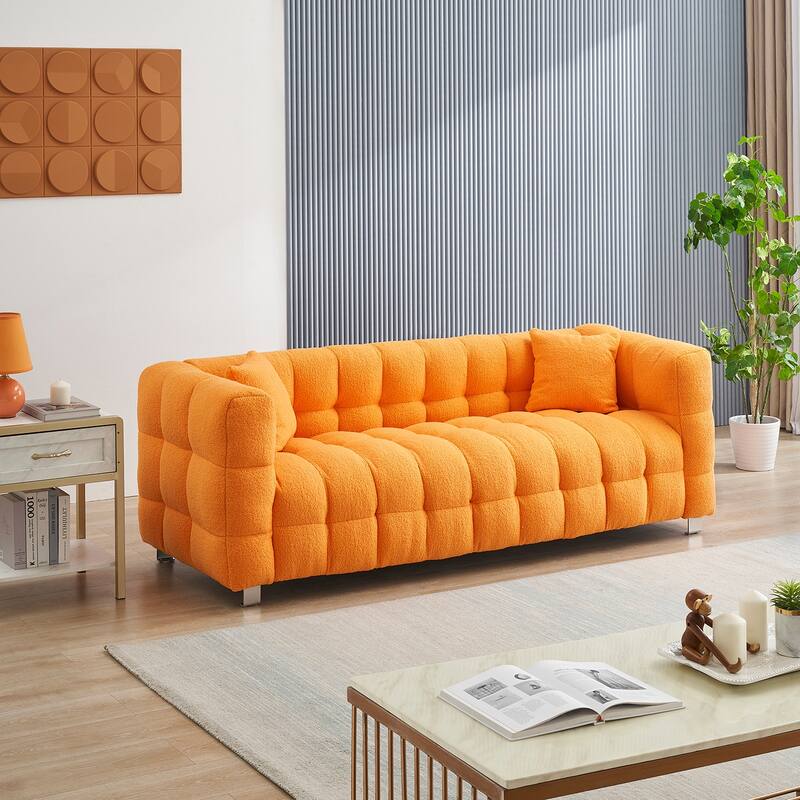 Premium 80-inch Wool Sofa with High-Density Foam Filling and Bonus Cushions