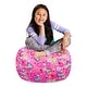 preview thumbnail 70 of 192, Kids' Stuffed Animal Storage Bean Bag Chair Cover or Toy Organizer 27 Inches Medium - Canvas Multi-colored Hearts on Pink
