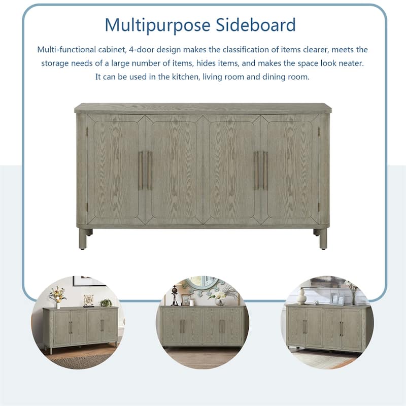 Four Door Storage Cabinet with Curved Countertop