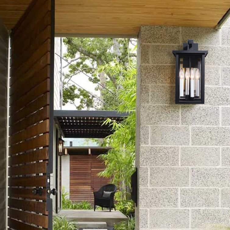 Maxax Black 4 - Bulb 16.7'' H Outdoor Wall Lantern with Dusk to Dawn - 16.7*9.4*8.7