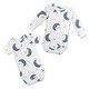 preview thumbnail 1 of 4, Sweet Jojo Designs Moon and Star Boy Girl Gender Neutral Unisex 0-6M Baby Clothes Onesies 2 Pack Set Navy Blue White Watercolor