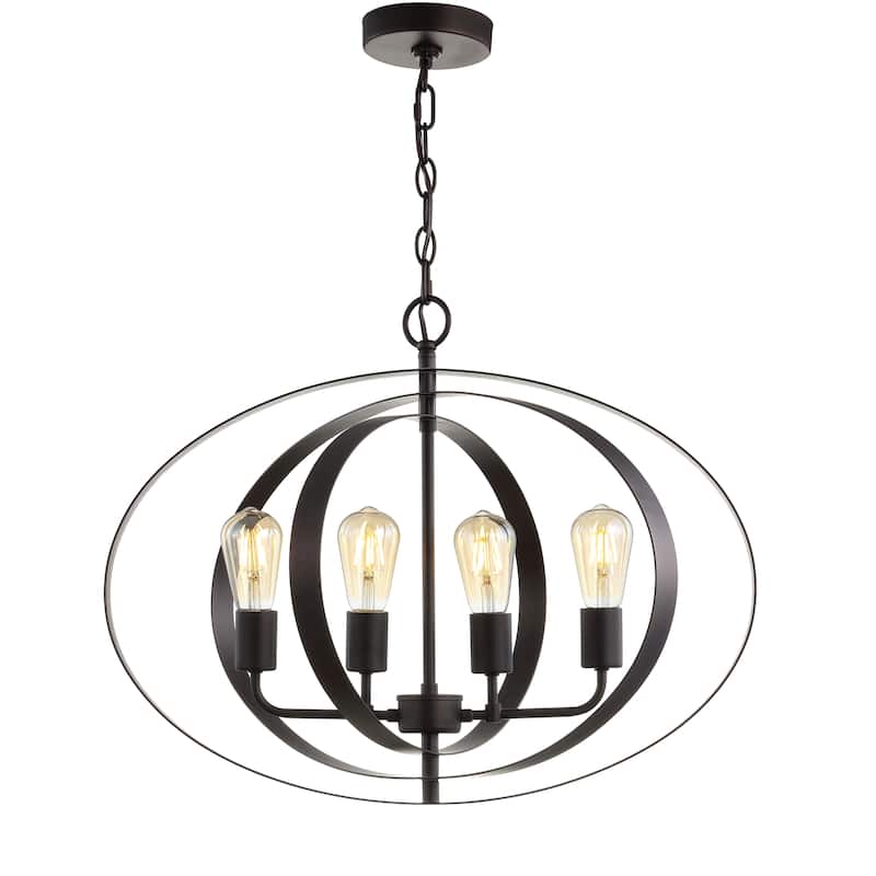 SAFAVIEH Lighting Spaska Adjustable 4-Light Led Brass Pendant - 23.6"x23.6"x22-94" - Dark Grey - 24Wx24Dx94H