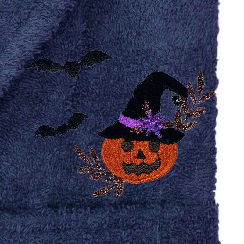 Authentic Hotel and Spa 100% Turkish Cotton Unisex Terry Bath Robe with Pumpkin Head Embroidery