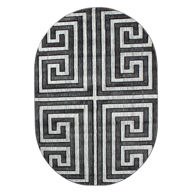 Orelsi Grey/Ivory Polyester Area Rug