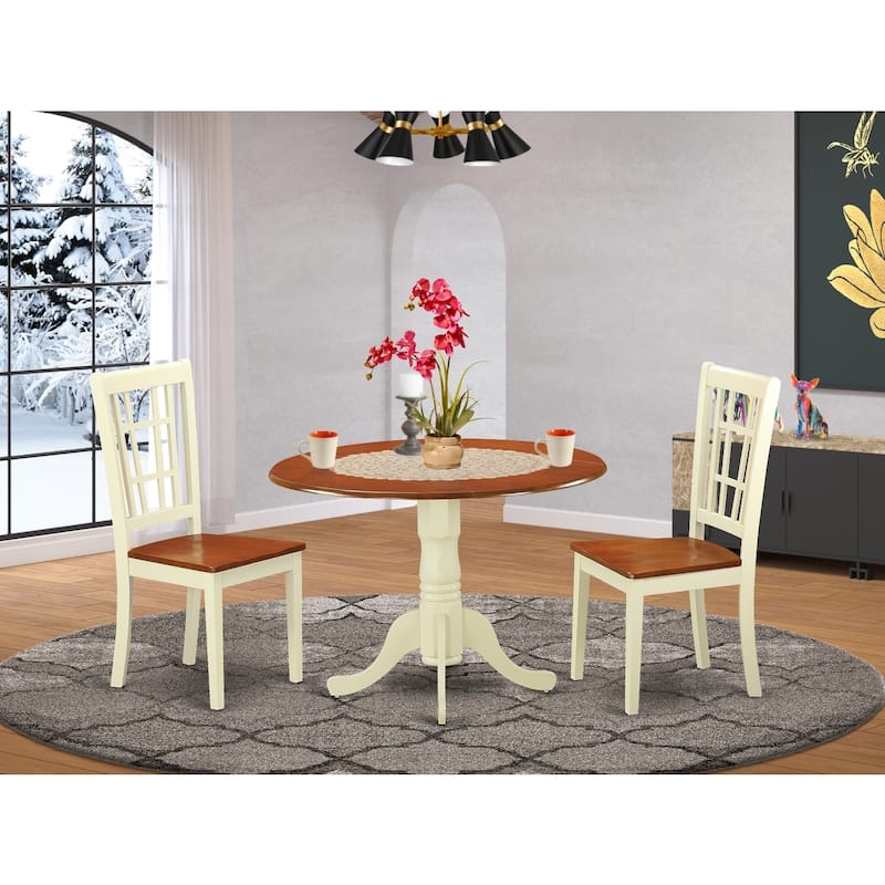 Retro Dining Table Set - 2 Wood Chairs - Kitchen Table for Small Spaces - Revival