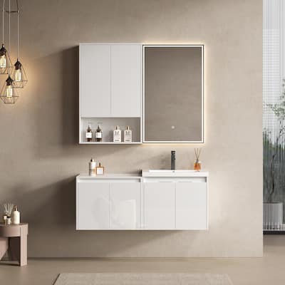 Float Mounting Bathroom Vanity With Resin Sink