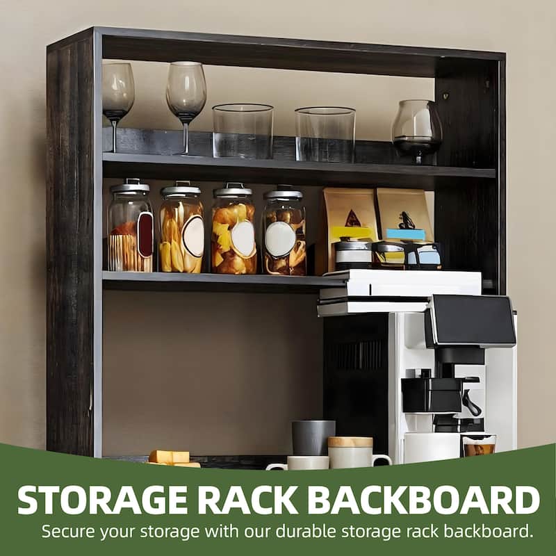 Moasis Kitchen Microwave Stand Bakers Rack Coffee Bar with Power Outlet and Storage Shelves