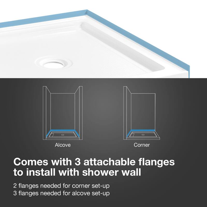 OVE Decors Panama Corner Frameless Pivot Hinge Shower Door Kit with Base Pan, 2025