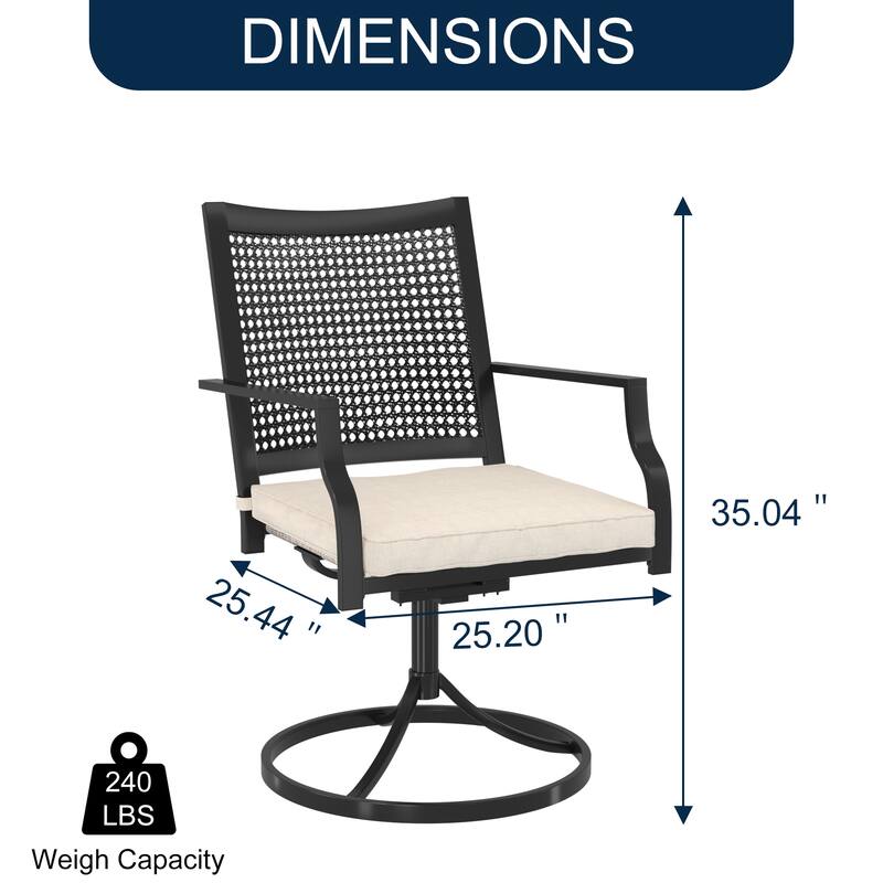 Clihome Outdoor 6 Piece Patio Swivel Chair Dining Table Set