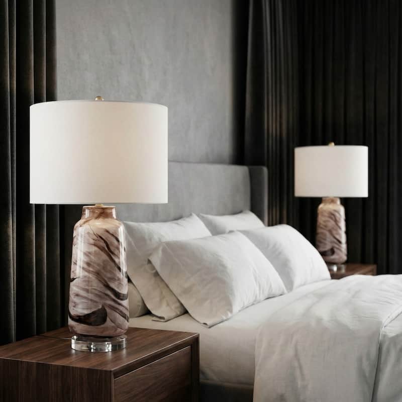 Decorative Pattern Glass Table Lamp - Desk Lighting for Small Areas - 29.0"