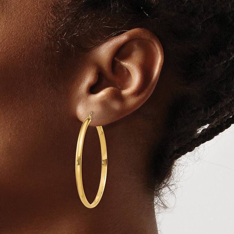Curata 14k Yellow Gold 2.75x44mm Polished Hoop Earrings