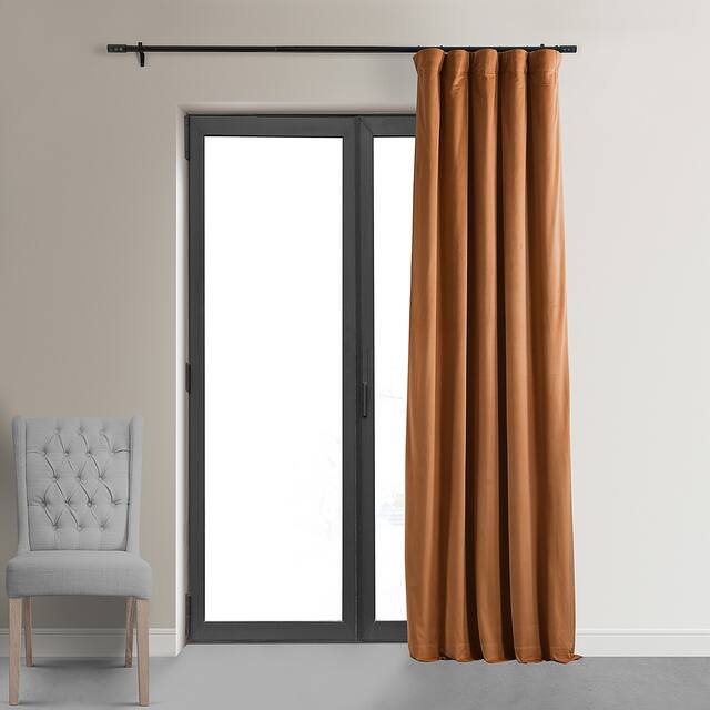 Exclusive Fabrics Signature Blackout Velvet Curtain (1 Panel) - 50 X 108 - Burnt Pumpkin