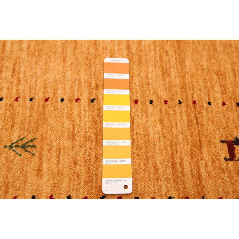 ECARPETGALLERY Hand Loomed Kashkuli Gabbeh Light Orange Wool Rug - 5'0 x 8'1