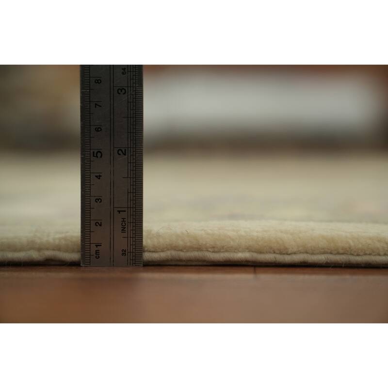 Hand Knotted Oriental Wool & Silk Carpet Traditional All-Over Beige & Ivories Tabriz Area Rug - 9' 11'' X 6' 6''