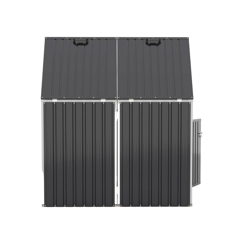 Garbage Bin Shed Stores 2 Trash Cans Metal Outdoor Bin Shed for Garbage Storage, 54 cubic feet of space