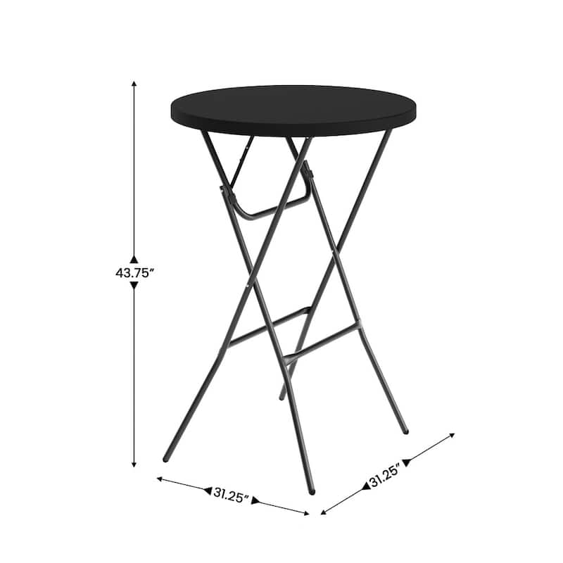 2.6-Foot Round Plastic Bar Height Folding Event Table - 31.25"D x 31.25"W x 43.75"H