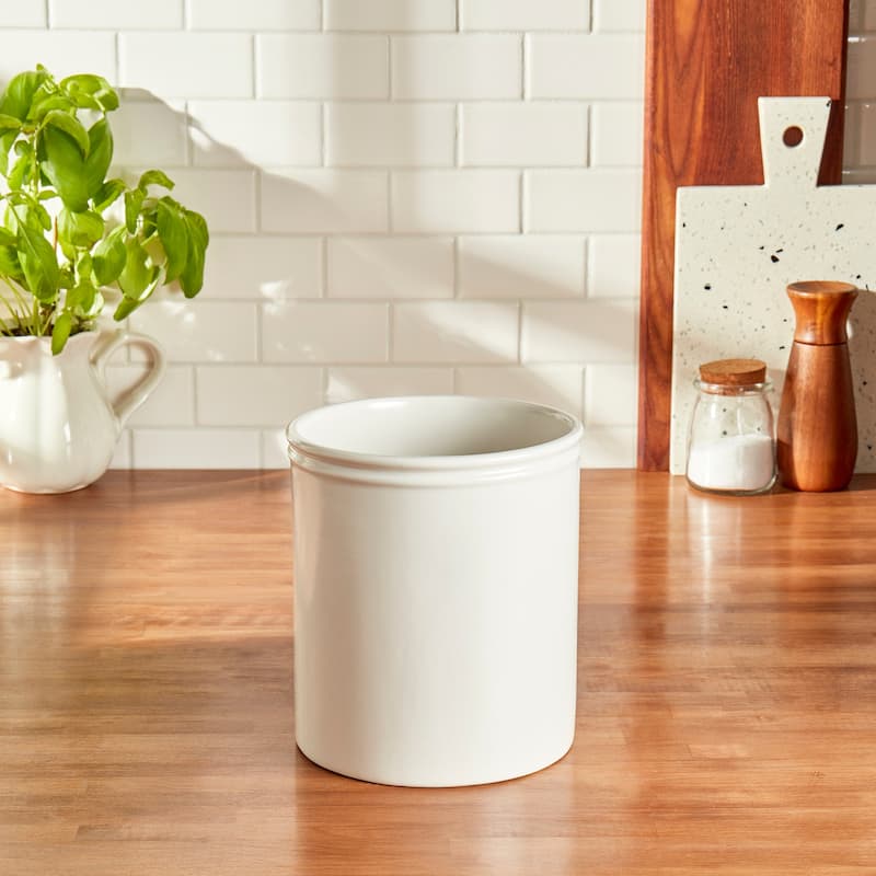 Bee & Willow White Earthenware 6" x 6.93"H Utensil Crock