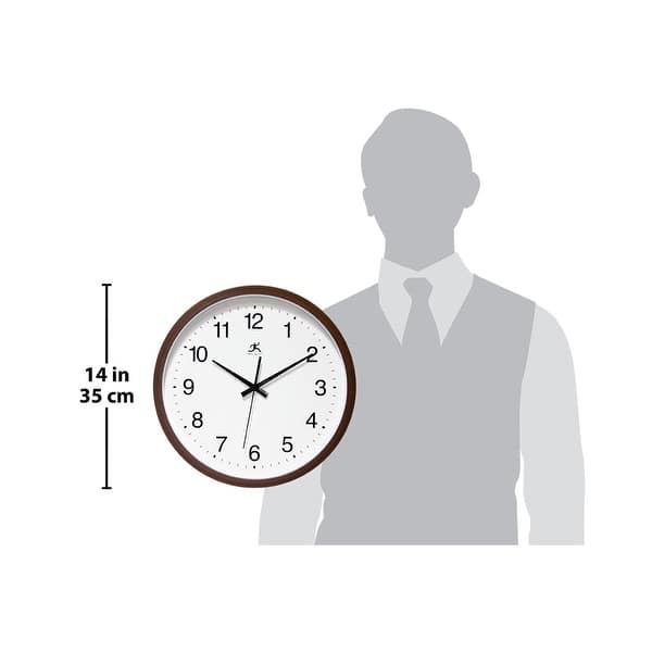 Walnut Finish Brown Simple 14 inch Wall Clock by Infinity Instruments - 14 x 2 x 14
