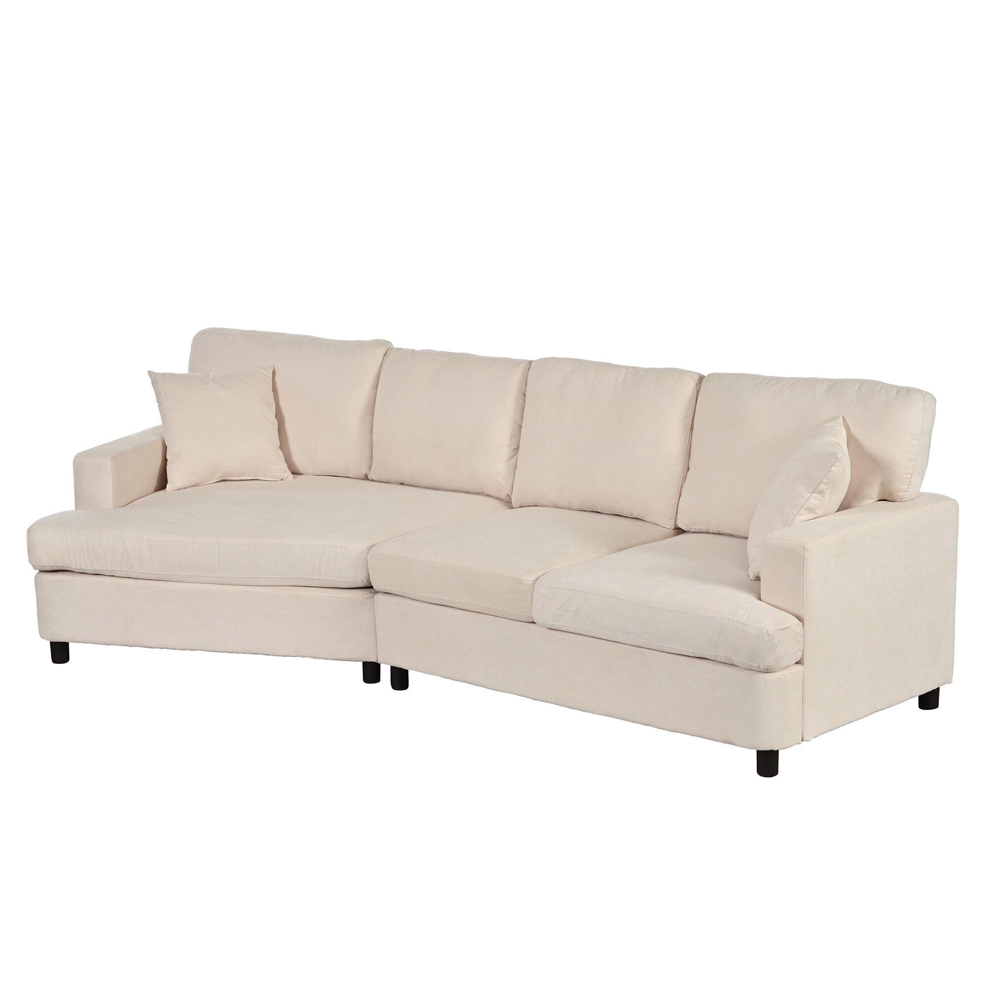 3 Seat Streamlined Upholstered Sofa Couch With Removable Back And