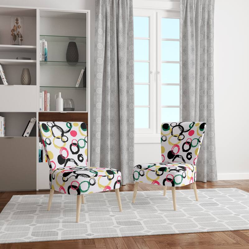Designart "Multi Bright Pattern" Upholstered Patterned Accent Chair and Arm Chair