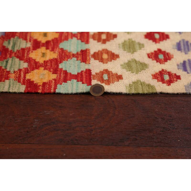 Geometric Kilim Oriental Home Decor Area Rug Wool Flat-weave Carpet - 5'2" x 6'5"