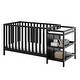 preview thumbnail 1 of 33, Storkcraft Pacific 4-in-1 Convertible Crib and Changer - 2 Open Shelves, Water-Resistant Vinyl Changing Pad with Safety Strap Black