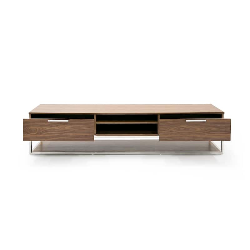 Modrest Heloise Modern Walnut and Stainless Steel TV Stand