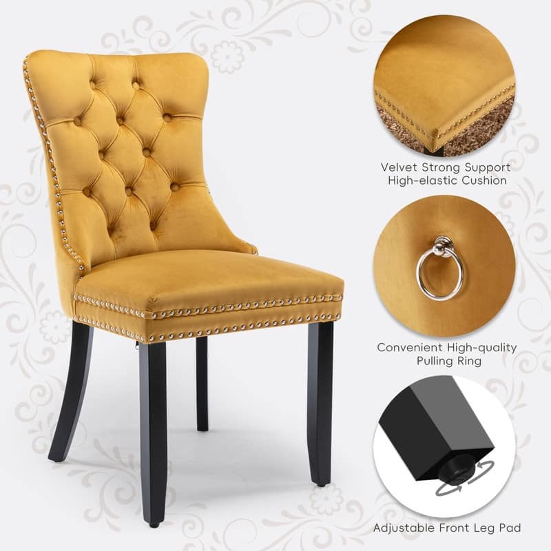 Tufted Naliheads Solid Wood Upholstered Dining Chairs (Set of 8)