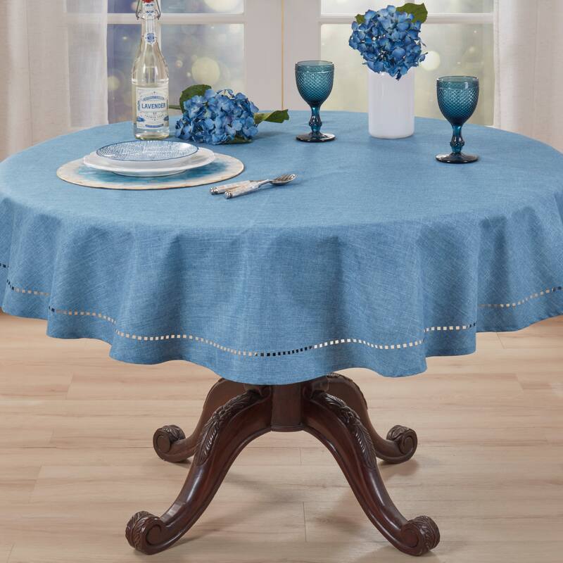 Solid Textured Tablecloth with Clean Drape, Minimal Decorative Edge, and Versatile Styling for Dining and Entertaining