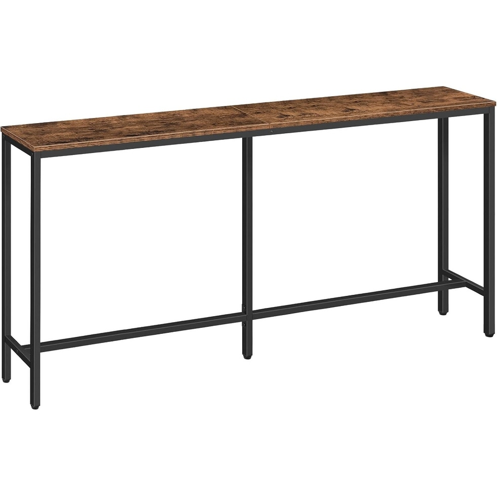 63" Narrow Sofa Table for Entryway, Industrial Side Table for Hallway, Living Room, Bedroom, Rustic Brown