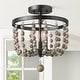 preview thumbnail 11 of 14, Farmhouse Bohemian 3-Light Flush Mount Distressed Wood Beads Ceiling Lights W12"x H13.5"